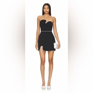 Amanda Uprichard Strapless Puzzle Dress in Black & White
